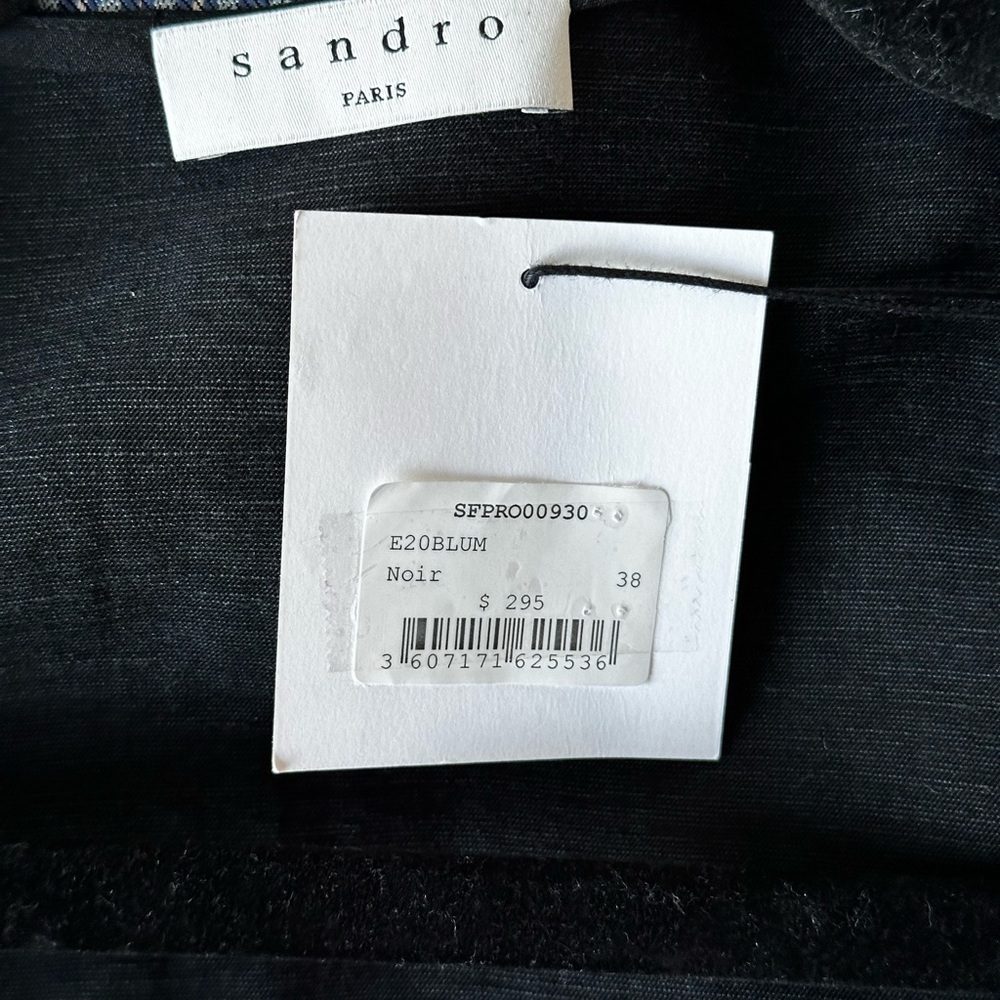 Sandro Black Midi Dress with Puff Sleeves - Picture 5 of 6